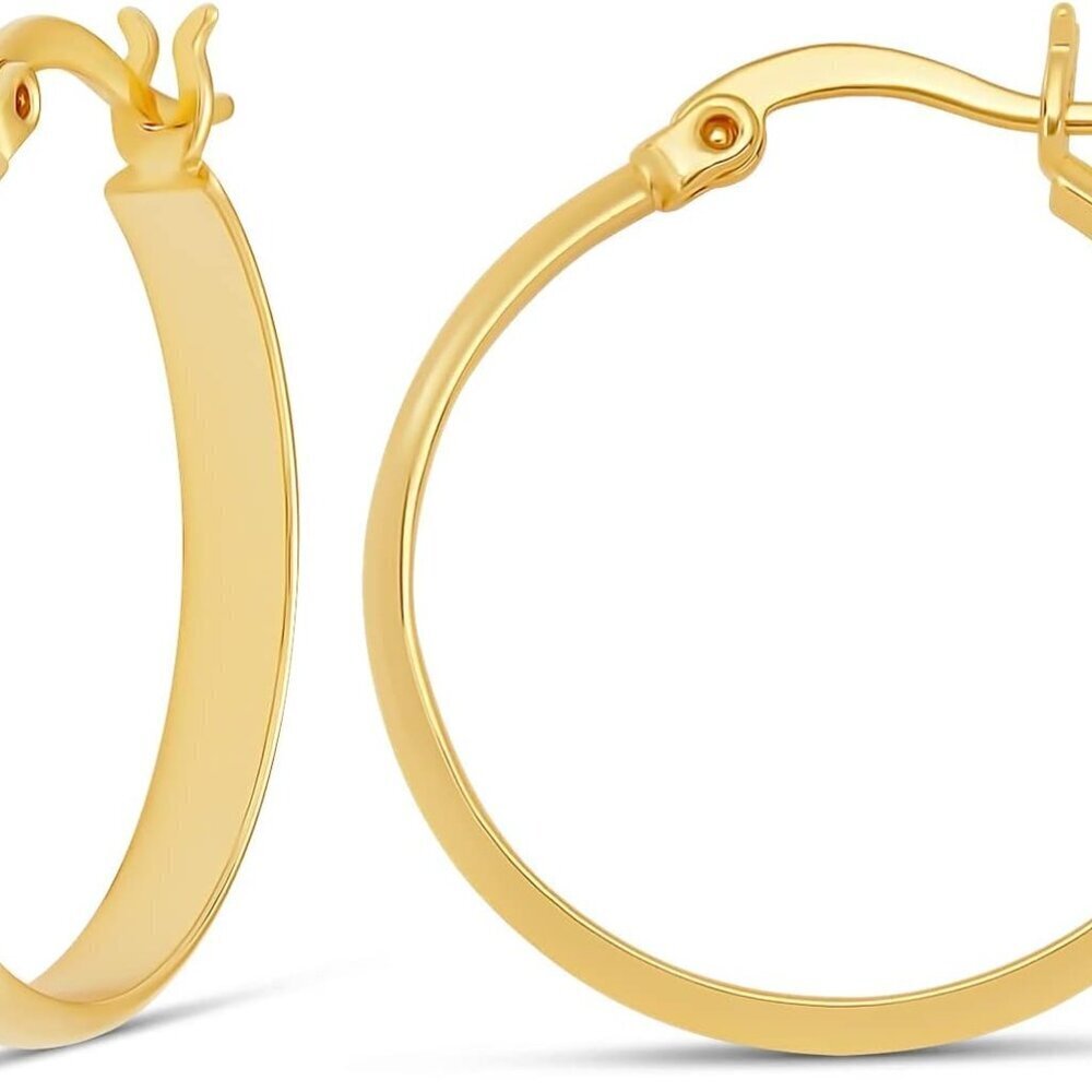14K Gold or Silver Plated Hoop Earrings 25mm Lightweight Hypoallergenic
